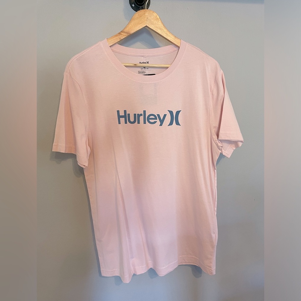 NWT - Women’s Hurley Tshirt - medium- light pink , blue lettering
